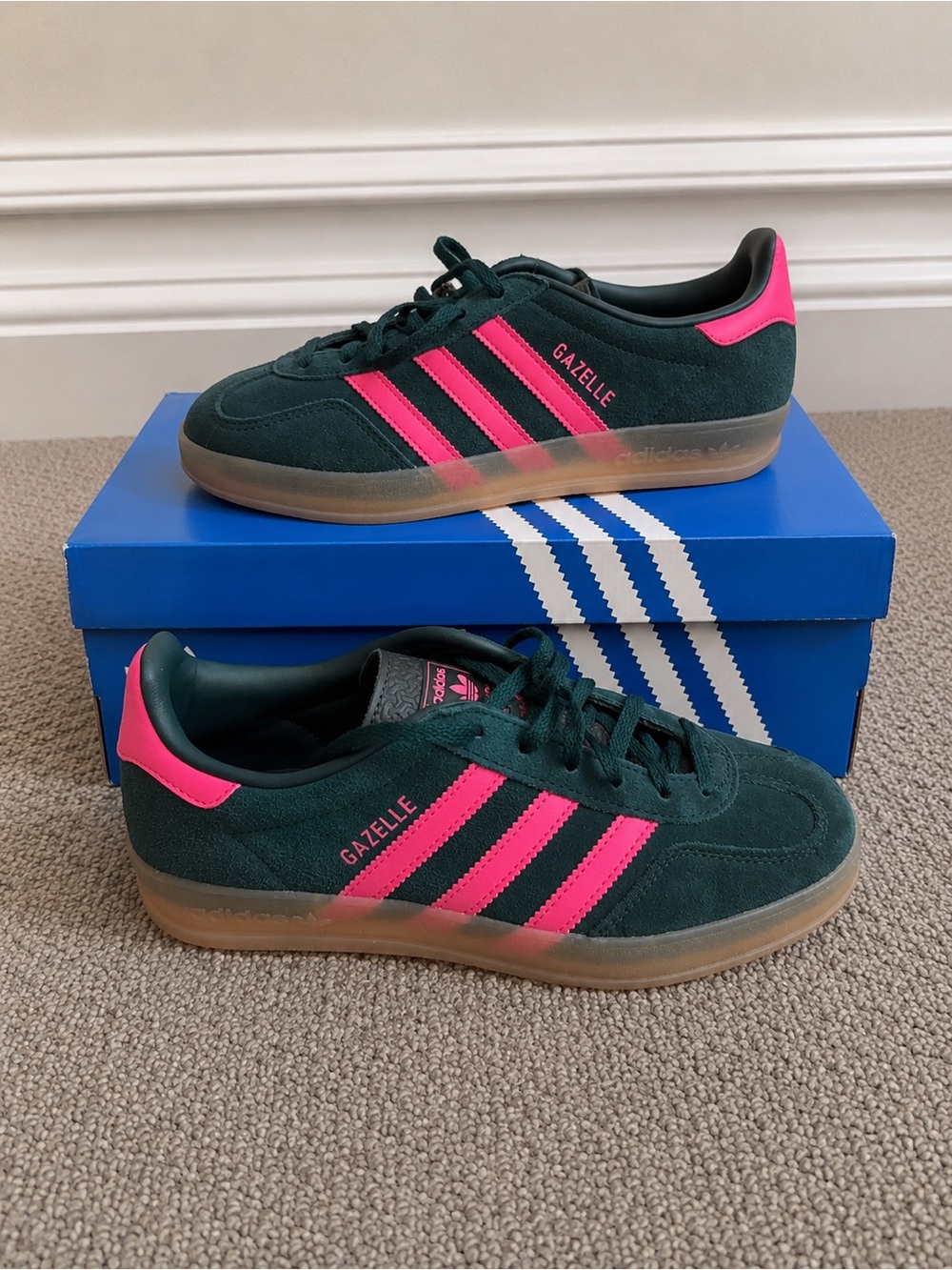 Adidas Gazelle Indoor Aurora Ivy/Shock Pink Women’s Sneakers JS1416